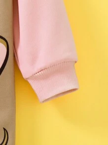 TOM & JERRY X SHEIN Robe longue manches confortable et décontractée à imprimé souris de dessin animé pour bébé fille avec couleur contrastée