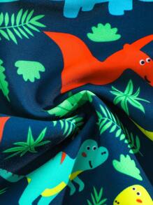 Conjunto de traje de baño para niño pequeño con bóxer de manga larga con estampado tropical de dinosaurios para verano