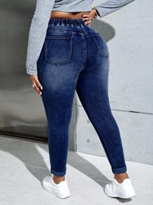 SHEIN Essnce Jeans de cintura alta ajustados informales en tallas grandes