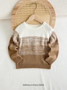 Cozy Pixies Young Boy Fall Round Neck Raglan Sleeve Pullover Sweater, Casual & Versatile - Multicolor - View 1