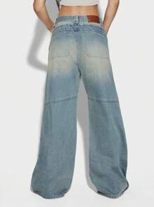 SUMWON WOMEN Street Denim Baggy Jean With Splatter Paint - Multicolor - View 2