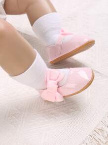 0-1 anni Scarpe principessa in PU morbide con decorazioni a farfalla per neonate/bambine, adatte per primavera/autunno