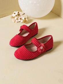 Zapatos planos con estampado floral para niñas pequeñas, primavera/otoño - Rojo - Ver 1