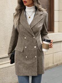 EMERY ROSE Notch Lapel Long Sleeve Faux Pocket Front Button Casual Blazer - Multicolor - View 6