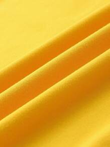 Manfinity Dauomo Brazil Letter & Number Print Casual Loose Short Sleeve T-Shirt For Plus Size Men - Yellow - View 4