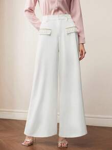 MOTF PREMIUM WEITE HOSE MIT STRASS-FRANSEN DETAIL KLAPPE - Weiss - Übersicht 7