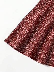 Soleia Plus Size Boho Allover Plants Cami Dress, For Summer - Burgundy - View 5