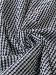 SHEIN LUNE Plus Size Women's Black & White Plaid V-Neck Long Sleeve Blouse Professional Tops Women Tops Plaid Women Shirts Fall Clothes Clothes Business Casual Woman Work Blouse Business Blouse