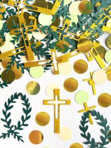 100pcs Party Festival Decorative Leaf Dot Glitter Cross Confetti,Christmas - Multicolor - View 2