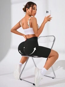 1 quần short tập yoga co giãn cao, quần short đạp xe, thích hợp cho chạy bộ, thể dục, đạp xe và các môn thể thao khác, quần short thoáng khí và ôm vừa vặn cho nữ - Nhiều màu - Xem 4