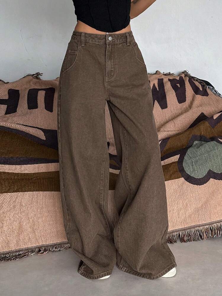 Women Distressed Washed Straight Leg Jeans,Back To School Clothes