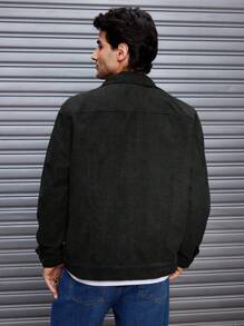 Manfinity VCAY Chaqueta holgada de hombros caídos y cuello tejida para hombres - Negro - Ver 2