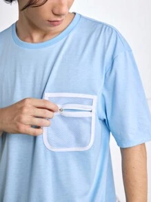 In My Nature Camiseta casual minimalista de cuello redondo de manga corta y color liso para hombres, para la escuela