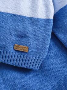 2pcs Baby Boy Autumn Winter Sweater Knitted Set With Pants Blue Design Cute Childlike Style Gentlemanly Charm Matching Family Gender Neutral Modest - Multicolor - View 4