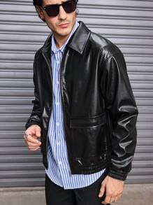 Manfinity VCAY Men's Loose-Fit Casual Lapel Jacket Coat - Black - View 4