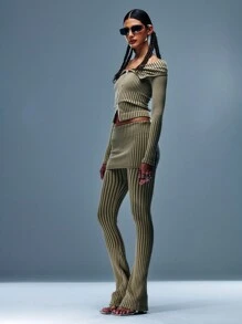 TypaGal Women's Contrast Striped Leggings With Mock 2-In-1 Design