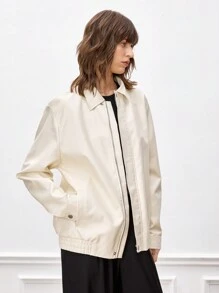 Manfinity VCAY Men's Loose Fit Drop Shoulder Long Sleeve Casual Jacket, Suitable For Spring And Autumn, For Fall Winter - White - View 3