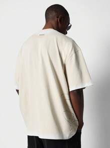 SUMWON Regular Fit Washed Tee With Embroidery - Apricot - View 2