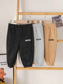 SHEIN 3 件套男婴纯色松紧腰休闲裤，秋冬 - 彩色 - 查看 7