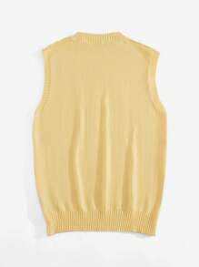 Manfinity Hypemode Men's Plain Simple Sleeveless Knitted Vest - Yellow - View 2