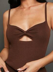 WESTFADE Camiseta sin mangas de salir con corte - Café integral - Ver 7