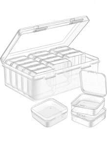 1set 15pcs Mini Transparent Plastic Storage Box: Organization Ideal For Small Items, Jewelry, Hardware, Stationery, Diy Arts And Crafts Valentine DAY, Valentines Wedding, Birthday Back To School - one-size - View 3
