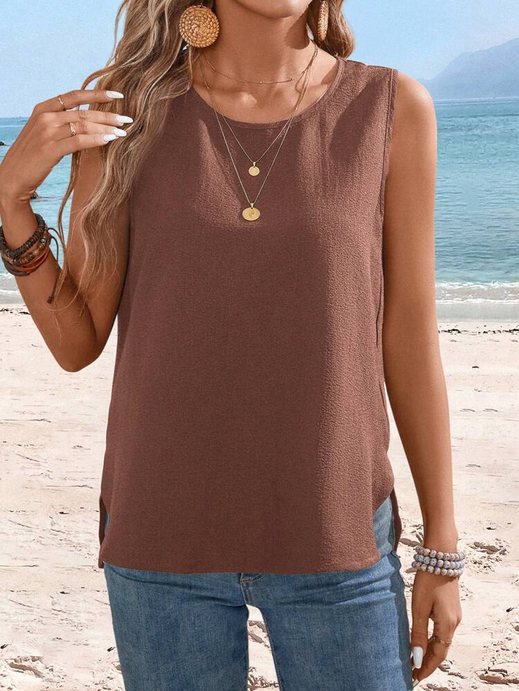 Women's Solid Color Sleeveless Blouse, Summer,Vacation