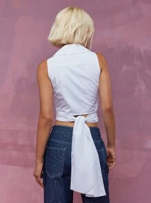 MISSGUIDED Parte superior corta con cuello de halter que se envuelve alrededor