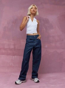 MISSGUIDED Parte superior corta con cuello de halter que se envuelve alrededor