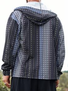 Manfinity Nomadique Sweat-shirt à capuche casual à manches longues avec imprimé géométrique pour homme, printemps-automne