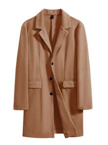 Calvornis Áo khoác len cổ ve nam đơn giản mặc đi chơi thường ngày - Màu Khaki - Xem 6