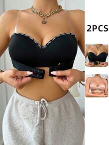 2pcs/Set Women's Letter Knit Wireless Bras