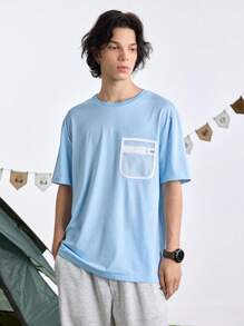 In My Nature Camiseta casual minimalista de cuello redondo de manga corta y color liso para hombres, para la escuela