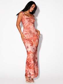 Glamine Vestido sin mangas con estampado de calabazas en todo el diseño, escote con lazo y cuello drapeado, para fiesta de Halloween, otoño e invierno