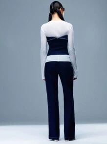 SHEIN Unity Denim Zipper Detail Straight Leg Jeans - Blue - View 2