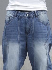 Manfinity Homme Vaqueros holgados de corte recto con bolsillos, casuales para hombre