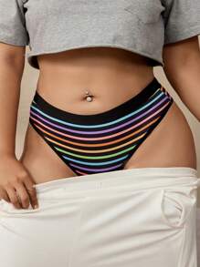 SHEIN Ropa interior diaria simple y colorida de talla grande - Negro - Ver 1