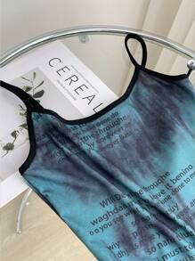 DAZY Women's Colorblock Tight-Fitting Camisole Tank Top With Trim Detail Preppy Tops - Green - View 4