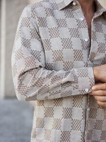 Manfinity Homme Áo Sơ Mi Nam Dài Tay In Họa Tiết Kẻ Sọc - Nhiều màu - Xem 6