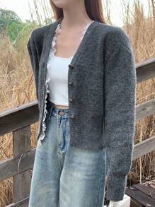 DAZY Women's Spring & Autumn Casual Lace Patchwork Cardigan