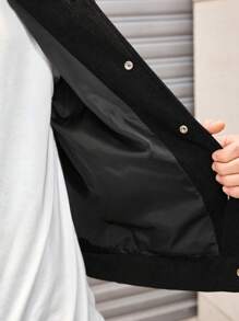 Manfinity VCAY Chaqueta holgada de hombros caídos y cuello tejida para hombres - Negro - Ver 7