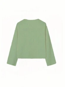 Chiquease Camisa holgada de manga larga con lazo delantero de unicolor, blusa casual de mujer para primavera y verano