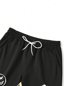 Manfinity EMRG Men's Casual Printed Letter Front-Tie Sweatpants