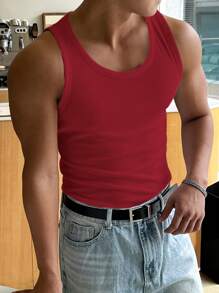 DAZY Camiseta sin mangas de unicolor para hombre, verano