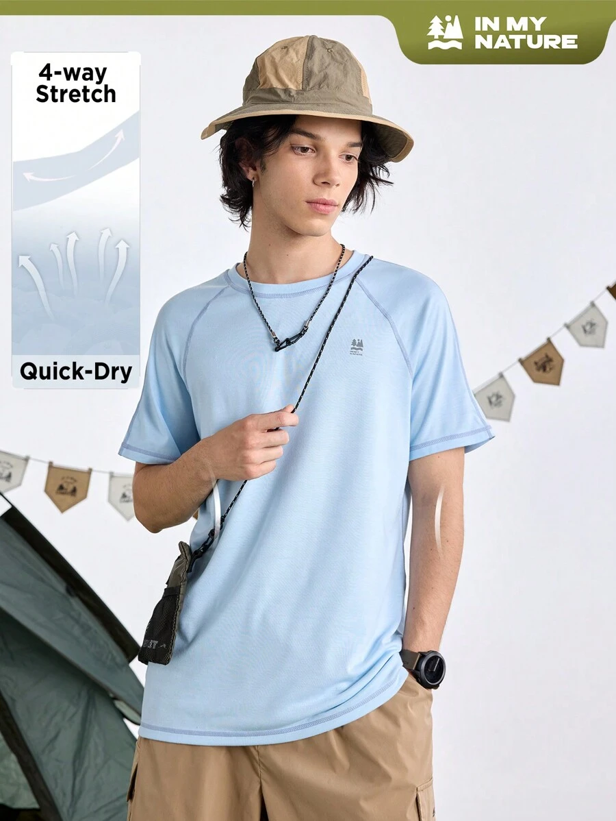 In My Nature T-shirt décontracté mode simple et confortable à manches courtes, col rond, couleur unie imprimée, pour homme, usage quotidien et école