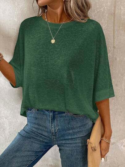 EMERY ROSE Dames Casual Loose Basic Fit Korte Mouw T-shirt, Zomer T-shirt