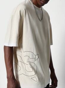 SUMWON Regular Fit Washed Tee With Embroidery - Apricot - View 3