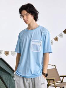 In My Nature Camiseta casual minimalista de cuello redondo de manga corta y color liso para hombres, para la escuela