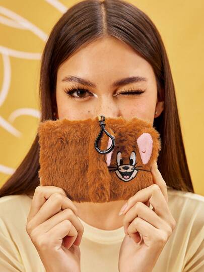 TOM & JERRY X SHEIN 卡通老鼠刺绣毛绒笔记本