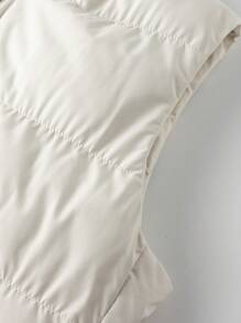 Manfinity Homme Men's Hooded Zipper Quilted Vest - Khaki - View 7